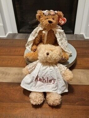 Ty Brown Teddy Bear And Small Cute Bear Named Ashley